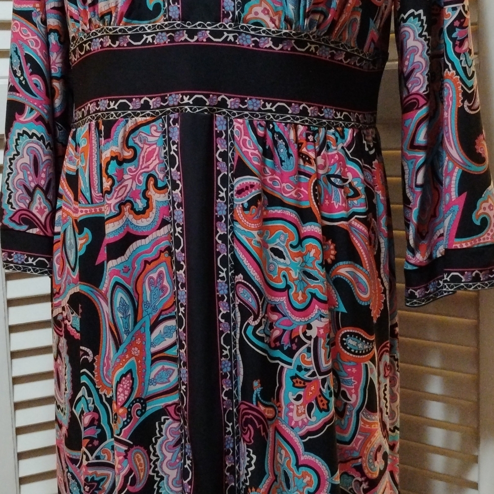 INC International Concepts Multicolor Paisley Long Sleeve Dress